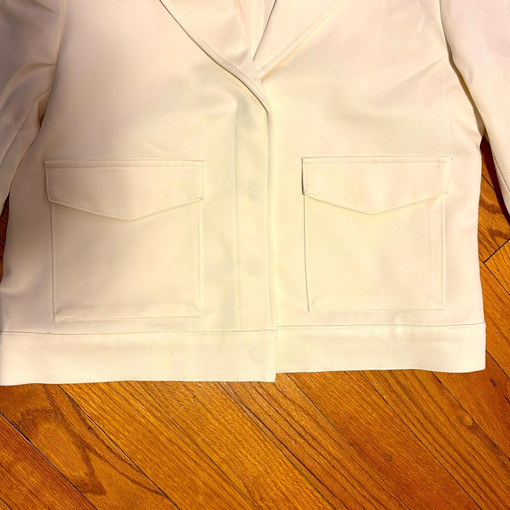 Rachel Zoe NWT Cream Snap-Up Fitted Blazer Jacket Size Small - Picture 4 of 4